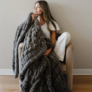 Double Ruched Throw Blanket - Cobbleston