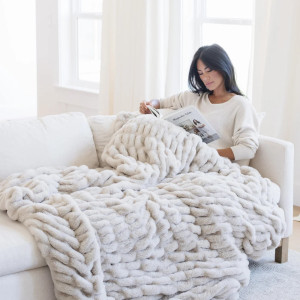 Double Ruched Throw Blanket - Flax